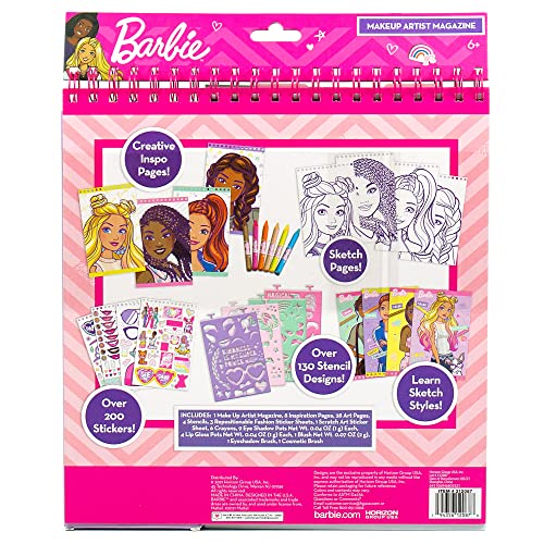 Horizon Group USA Barbie Makeup Artist Magazine, Create Your Own Hair & Makeup Looks Using 130+ Stencils, 180+ Stickers, Crayons, Pretend Makeup & Horizon Group USA