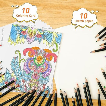GOTIDEAL 72 Colored Pencils for Adult Coloring with Sketch Paper and Coloring Book, Artists Drawing Pencil Art Supplies Gift for Adults Kids