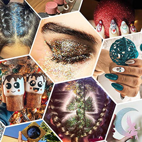 36 Colors Glitter Set, Fine Glitter for Resin, Arts and Craft Supplies Glitter, Cosmetic Glitter for Body Nail Face Hair Eyeshadow Lip Gloss Makeup, LICOOL GLITTER