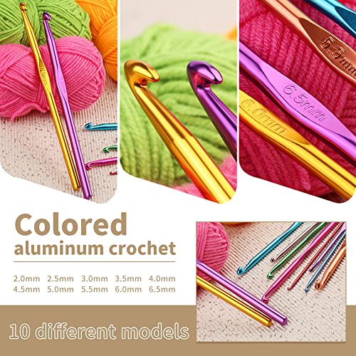 Huaiid 122Pcs Crochet Kit with Yarn Set, Crochet Kit for Beginners,Complete Crochet Kit Set Suitable for Both Beginners and Experienced Crochet - WoodArtSupply