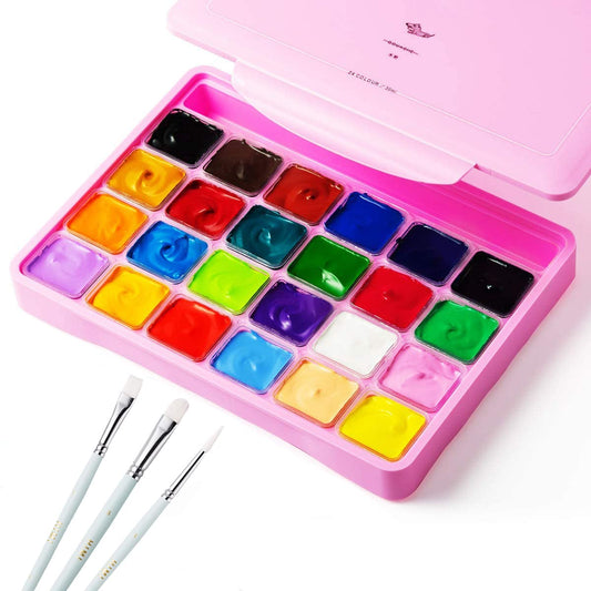 HIMI Gouache Paint Set, 24 Colors Jelly Paint Set with Jelly Cup in Portable Case with Portable Palette, 24 Vibrant Color for Artists, Students, - WoodArtSupply