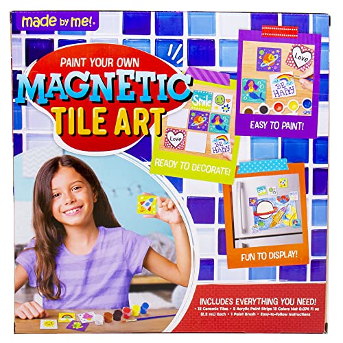 Made By Me! Paint Your Own Magnetic Tile Art – DIY Ceramic Magnets – Personalized Magnet Tiles – Arts & Crafts Kit for Kids Ages 6+,Multi - WoodArtSupply