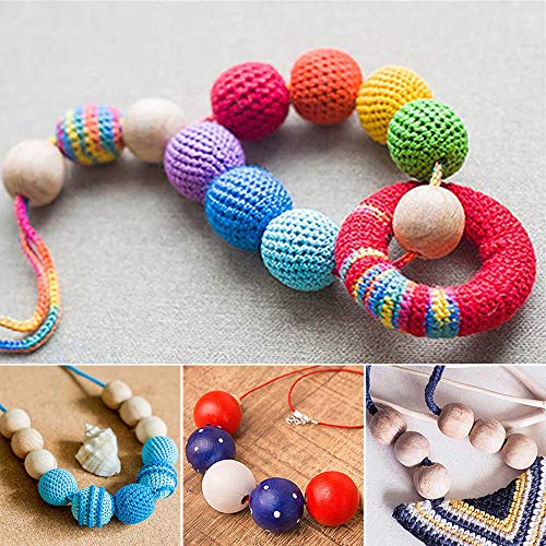 WLIANG 60 Pcs 30mm Natural Wood Beads, Unfinished Round Wooden Beads, Wooden Ball Spacer Loose Beads, for Garland Farmhouse Decor, Bracelet Necklace WLIANG