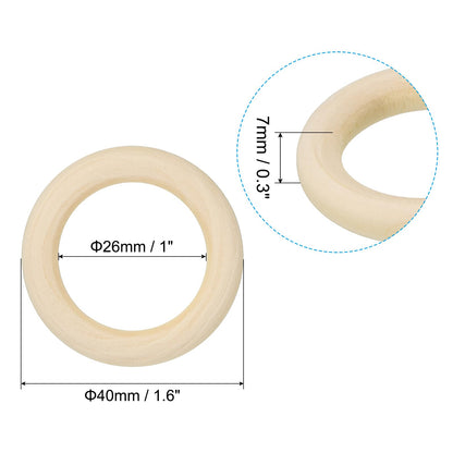 PATIKIL 40mm 1.6" Natural Wooden Rings, 15Pcs 7mm Thick Unfinished Wood Ring Wood Loop Circle for Craft Pendant DIY Jewelry Making Macrame - WoodArtSupply