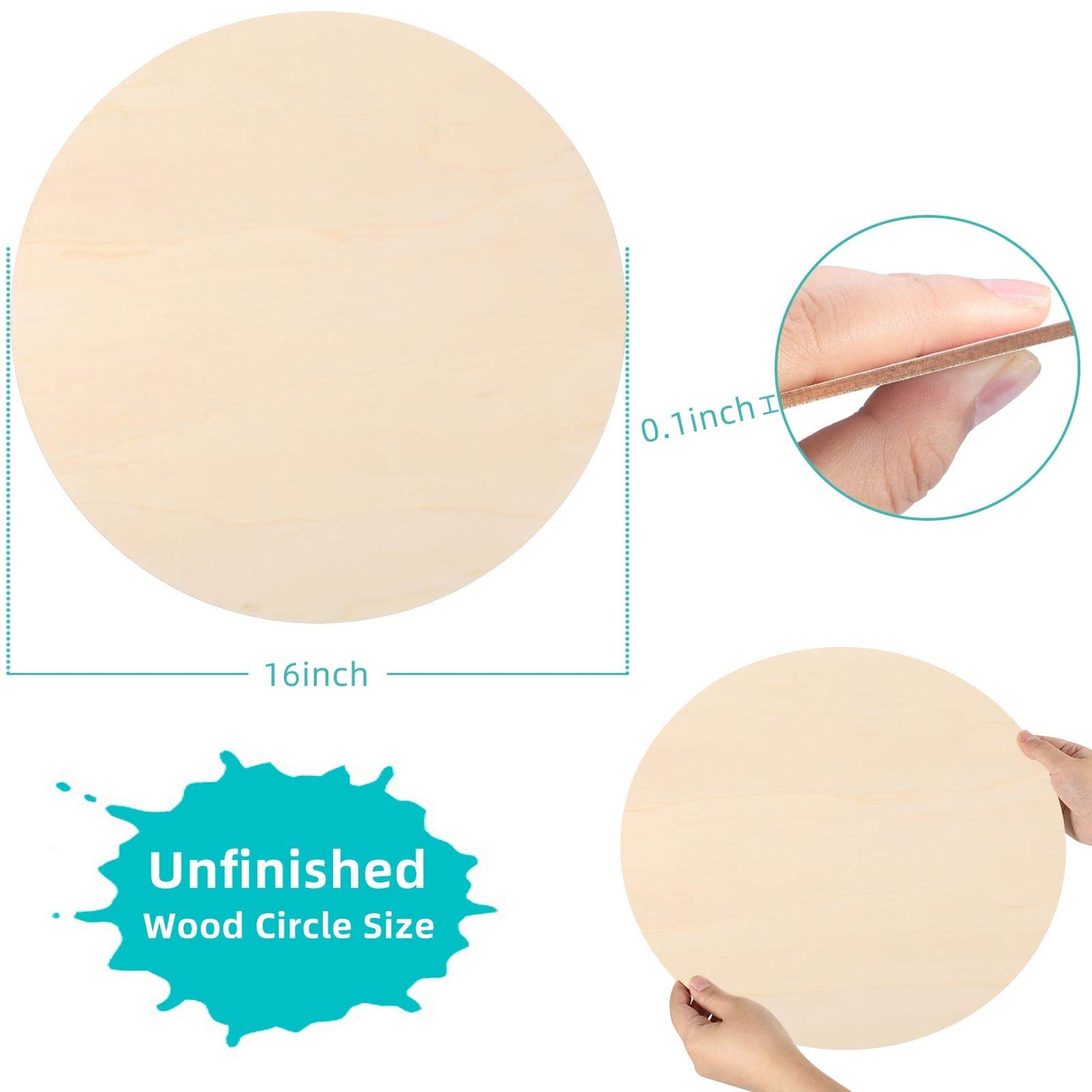 Round Wood Circles for Crafts Round Wood Cutouts Unfinished Round Wood Discs for Door Hanger Design Wood Burning (12 Pieces, 16 Inch) Jetec