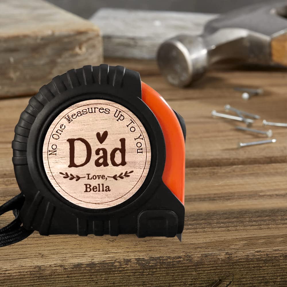 ALICESER Personalized Tape Measure for Dad, Customized Engraved Measuring Tape, Fathers Day Retractable Tape Measure Tool Gifts for Dad, No One - WoodArtSupply