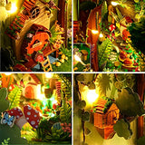 Roroom DIY Book Nook Kit, DIY Dollhouse Booknook Bookshelf Insert Decor Alley,3D Wooden Puzzle with Book Nook Bookshelf Insert Wood Bookend Model Roroom