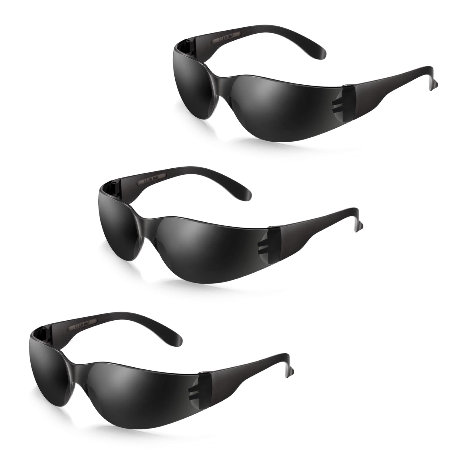 SATTRON 3 Pack of Tinted Safety Glasses, Scratch & Impact Resistant Protective Eyewear, Dark Lenses for UV Protection SATTRON