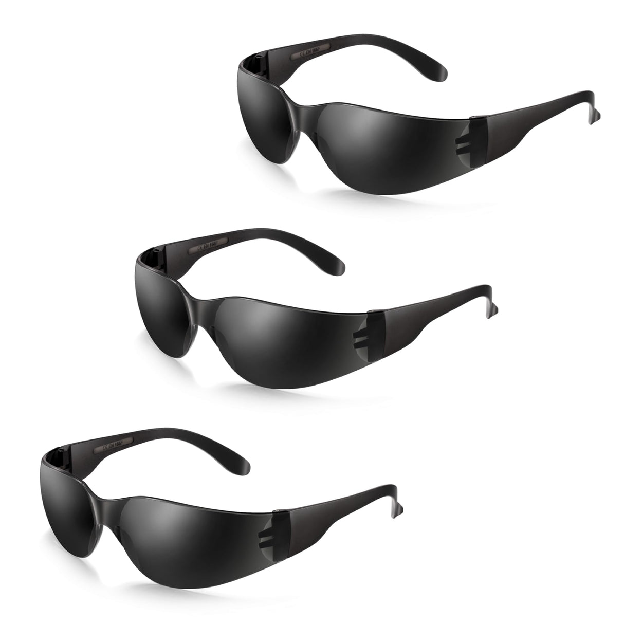 SATTRON 3 Pack of Tinted Safety Glasses, Scratch & Impact Resistant Protective Eyewear, Dark Lenses for UV Protection SATTRON