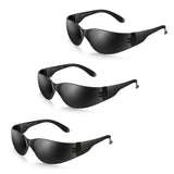 SATTRON 3 Pack of Tinted Safety Glasses, Scratch & Impact Resistant Protective Eyewear, Dark Lenses for UV Protection SATTRON
