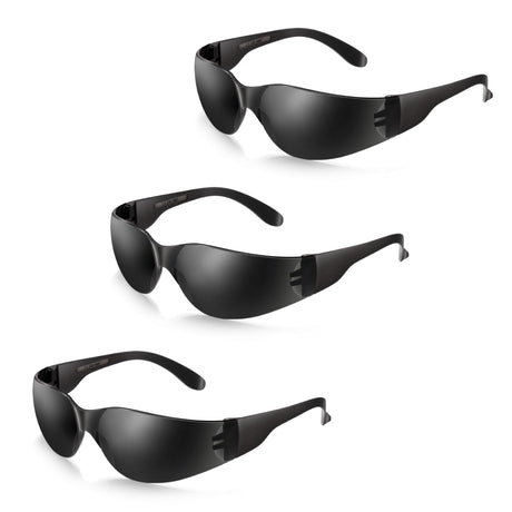 SATTRON 3 Pack of Tinted Safety Glasses, Scratch & Impact Resistant Protective Eyewear, Dark Lenses for UV Protection SATTRON