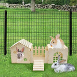 Large Rabbit Wooden Castle Hideout, Multi-Chamber Small Animal Wooden House Cage, Bunny Playhouse Habitat Decor Tunnel for Dwarf Rabbit Guinea Pig Teabelle