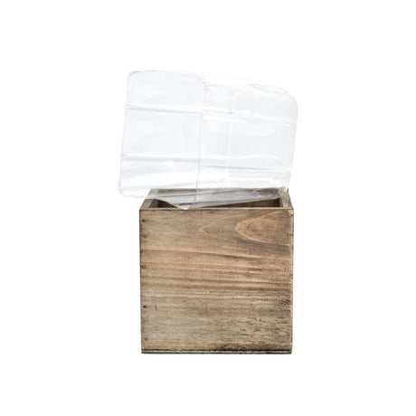 CYS EXCEL Cube Planter Box with Removable Plastic Liner (4"x4"x4")(4 PCS) | Multiple Size Choices Wood Square Planter | Indoor Decorative Window Box CYS EXCEL
