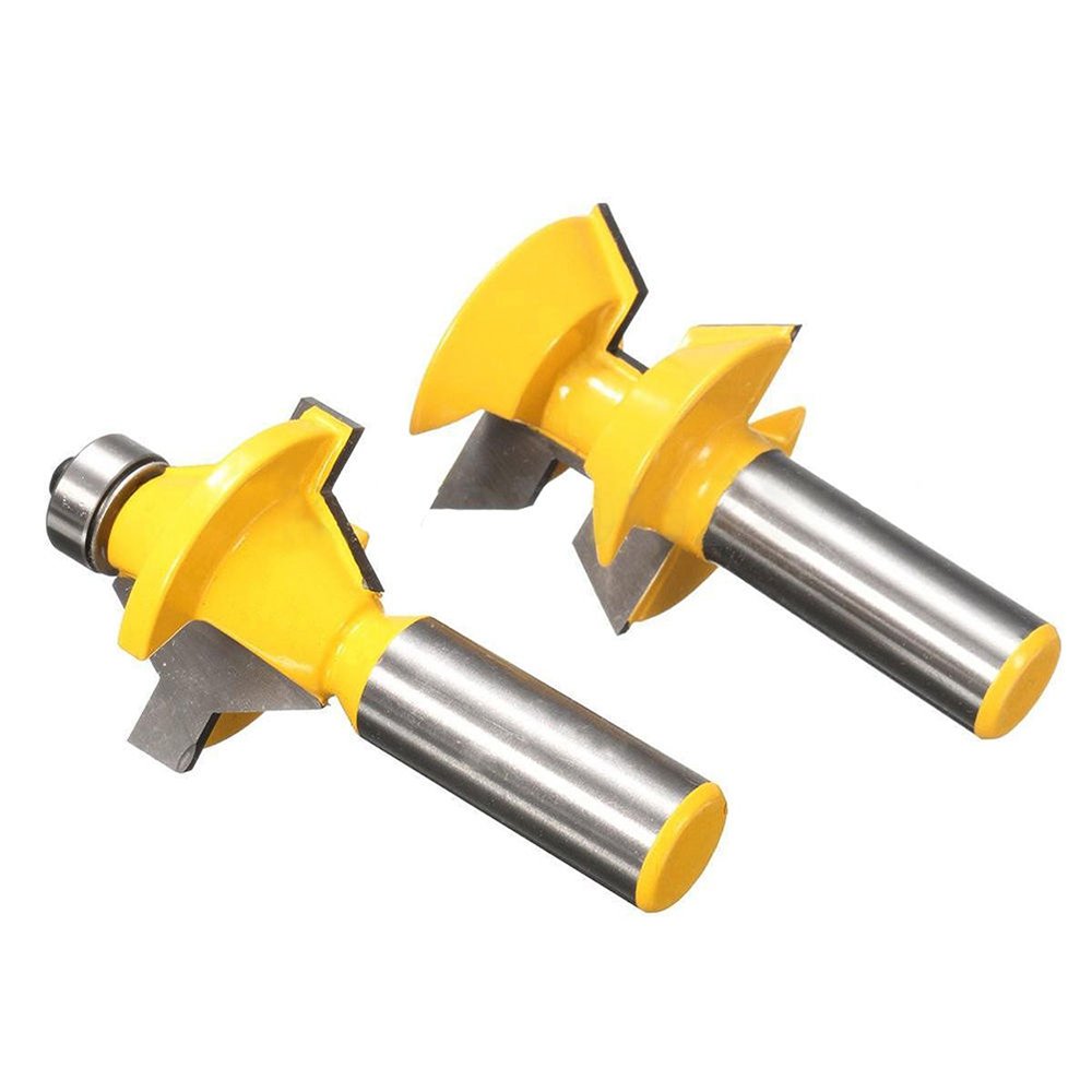 Yakamoz 2Pcs Matched 1/2" Shank Tongue and Groove Router Bit Set 120 Degree Woodworking Groove Chisel Cutter Tool - WoodArtSupply