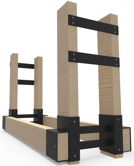 Fiwithy Outdoor Firewood Rack Bracket Kit with 4 Support Bars for Fire Wood Pile Storage, Heavy Duty DIY Fireplace Log Stacking Stand Holder for 2x4 Fiwithy