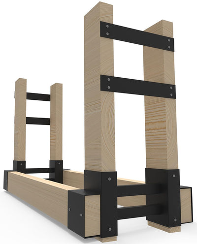 Fiwithy Outdoor Firewood Rack Bracket Kit with 4 Support Bars for Fire Wood Pile Storage, Heavy Duty DIY Fireplace Log Stacking Stand Holder for 2x4