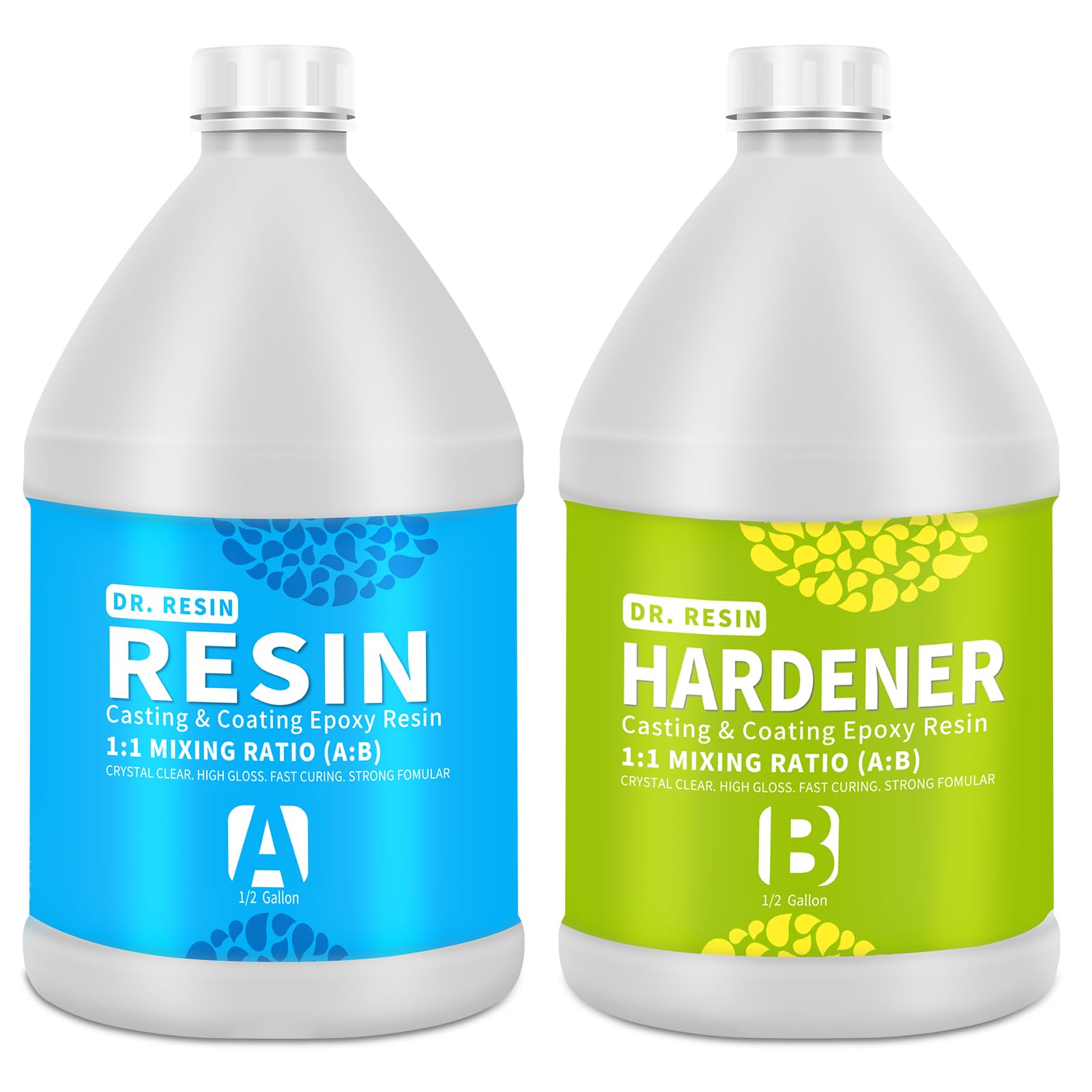 DR. RESIN Crystal Clear 1 Gallon Epoxy Resin Kit (1/2 gal Resin + 1/2 gal Hardener) for Jewelry Tabletop Tumbler DIY Craft Coating and Casting - WoodArtSupply