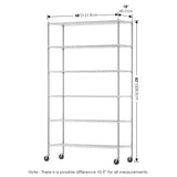 Furinno Wayar Metal Storage Shelf Rack, 6 Tiers, 48-Inch Taller, Stainless Steel Furinno