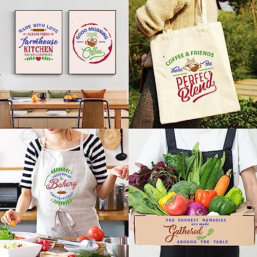 Farmhouse Kitchen Stencils Reusable Stencil for Painting on Wood, Large Wood Burning Stencils Craft Templates for Coffee Bakery Sign Dining Room eageus