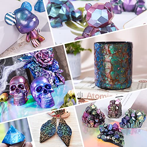 LET'S RESIN Chameleon Mica Powder, 10 * 5g Color Shifting Mica for Epoxy Resin/Tumbler, Saturated Chrome Pigment for Oil Painting,Slime,Nails LET'S RESIN