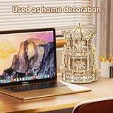 MIEBELY 3D Wooden Puzzles for Adults LED Carousel Music Box - DIY Crafts Model Building Kits for Teens Mechanical Model Stem Project Christmas Toy MIEBELY