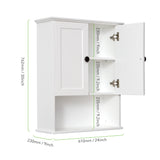 OONNEE White Bathroom Wall Cabinet 24x30 Inch Over Toilet Storage Cabinet Wall Mounted Wooden Medicine Cabinet with Adjustable Shelf, 2-Door Wall OONNEE