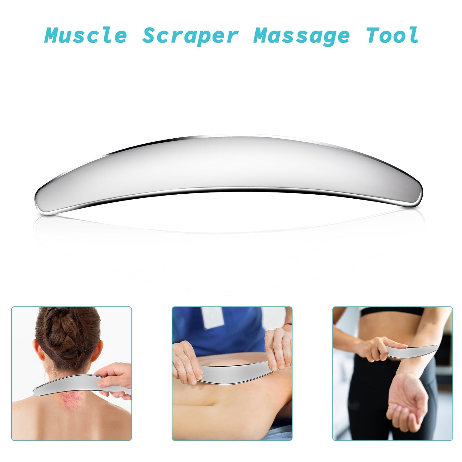 3-in-1 Stainless Steel Gua Sha Muscle Scraper Tool, Myofascial Scraping Tools for Physical Therapy, Lymphatic Drainage Massager, Soft Tissue Massage AICNLY