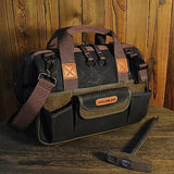 30-Pockets Canvas tool bag, 14-Inch Heavy Duty tool bag, Waxed Canvas tool bags heavy duty, Tool duffel, Lineman tool bag, Electrician tool bag, Tool WELKINLAND