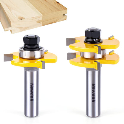 Tongue and Groove Router Bit Set 1/2 Inch Shank，Newdeli 3 Teeth Adjustable T Shape Wood Milling Cutter, Tongue Groove Router Bits - WoodArtSupply