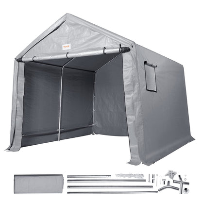 VEVOR Outdoor Portable Storage Shelter Shed, 10x15x8ft Heavy Duty Instant Garage Tent Canopy Carport with Roll-up Zipper Door and Ventilated Windows