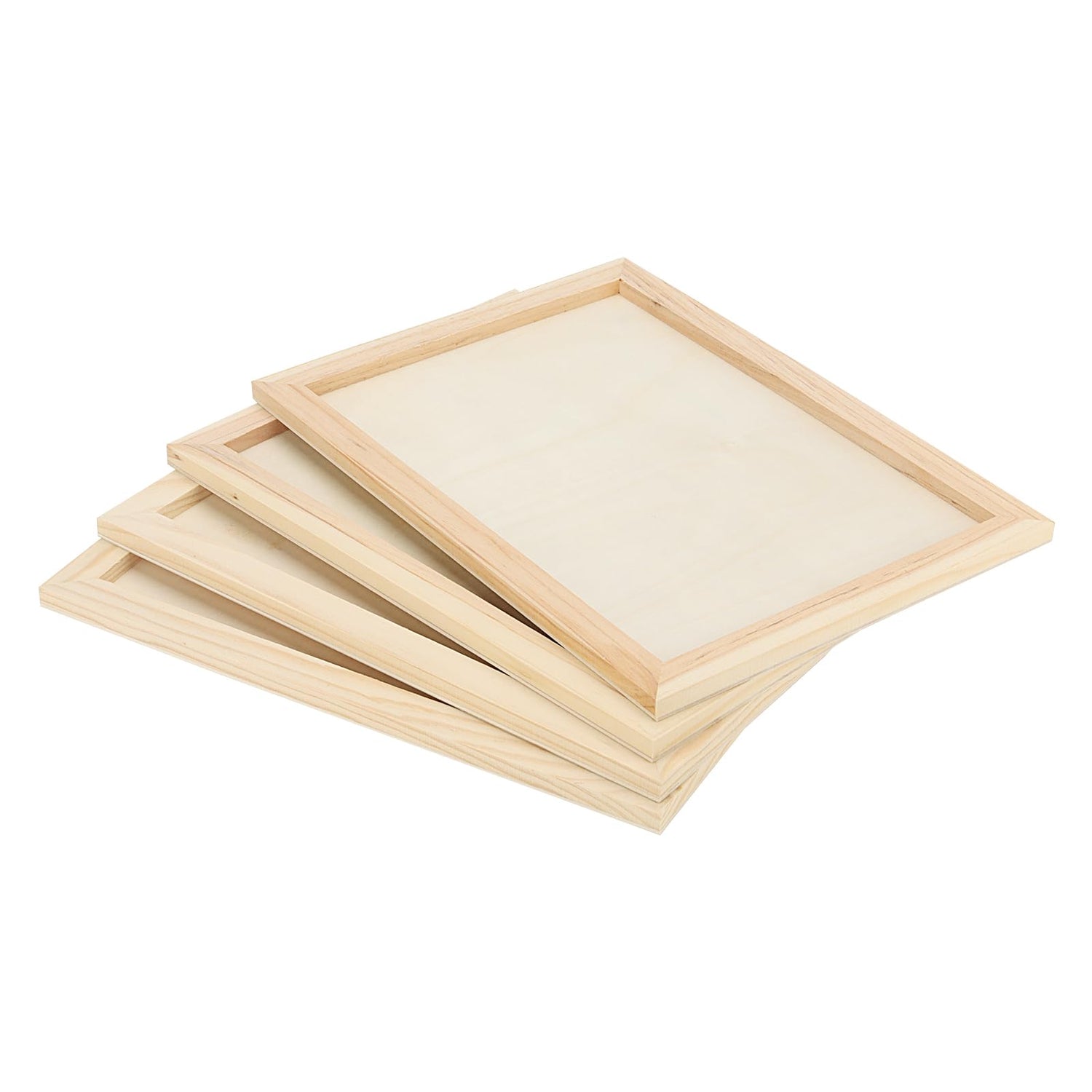 SOUJAP 8 Pack 9 x 12 Inch Wood Canvas Board, Unfinished Wooden Flat Panels, Wood Cradled Framed Canvas for Painting Craft Art SOUJAP