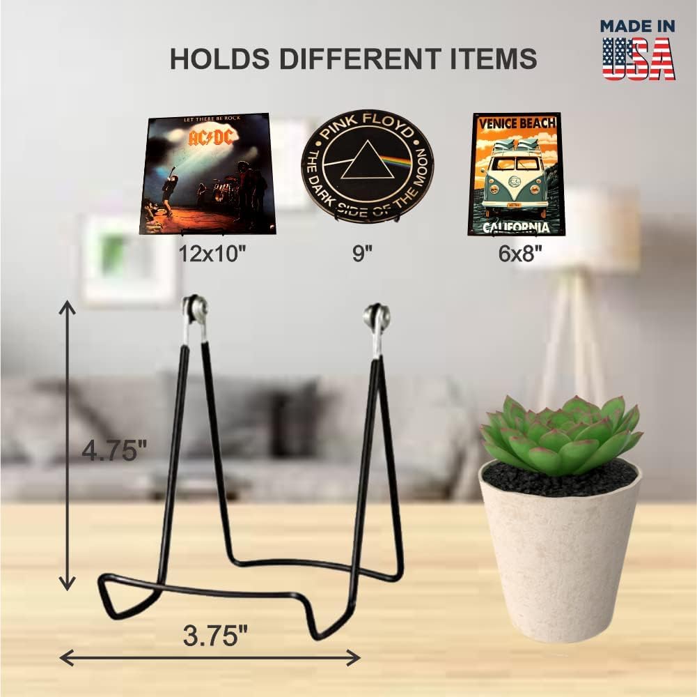 KINGDOM SOLUTIONS KS - 4 Pack Sturdy & Versatile Adjustable Stands for Display 3.75x4.75 - Made in USA Metal Easels for Plates, Pictures, Art, Books, KINGDOM SOLUTIONS