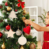 SEWACC 30 Pcs Wooden Christmas Ornaments Unfinished Wood Crafts with Hole Star Mini Christmas Tree Christmas Ball Wood Ornaments Wood Slices DIY SEWACC