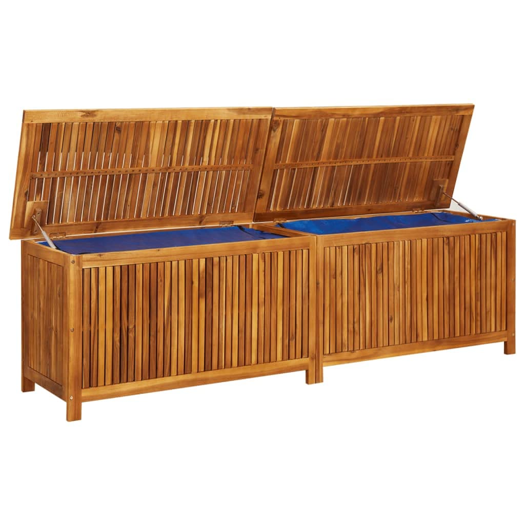 FAMIROSA Wooden Outdoor Storage Box, Deck Box Storage Container Solid acacia wood with an oil finish, Wooden Patio Backyard Poolside Balcony