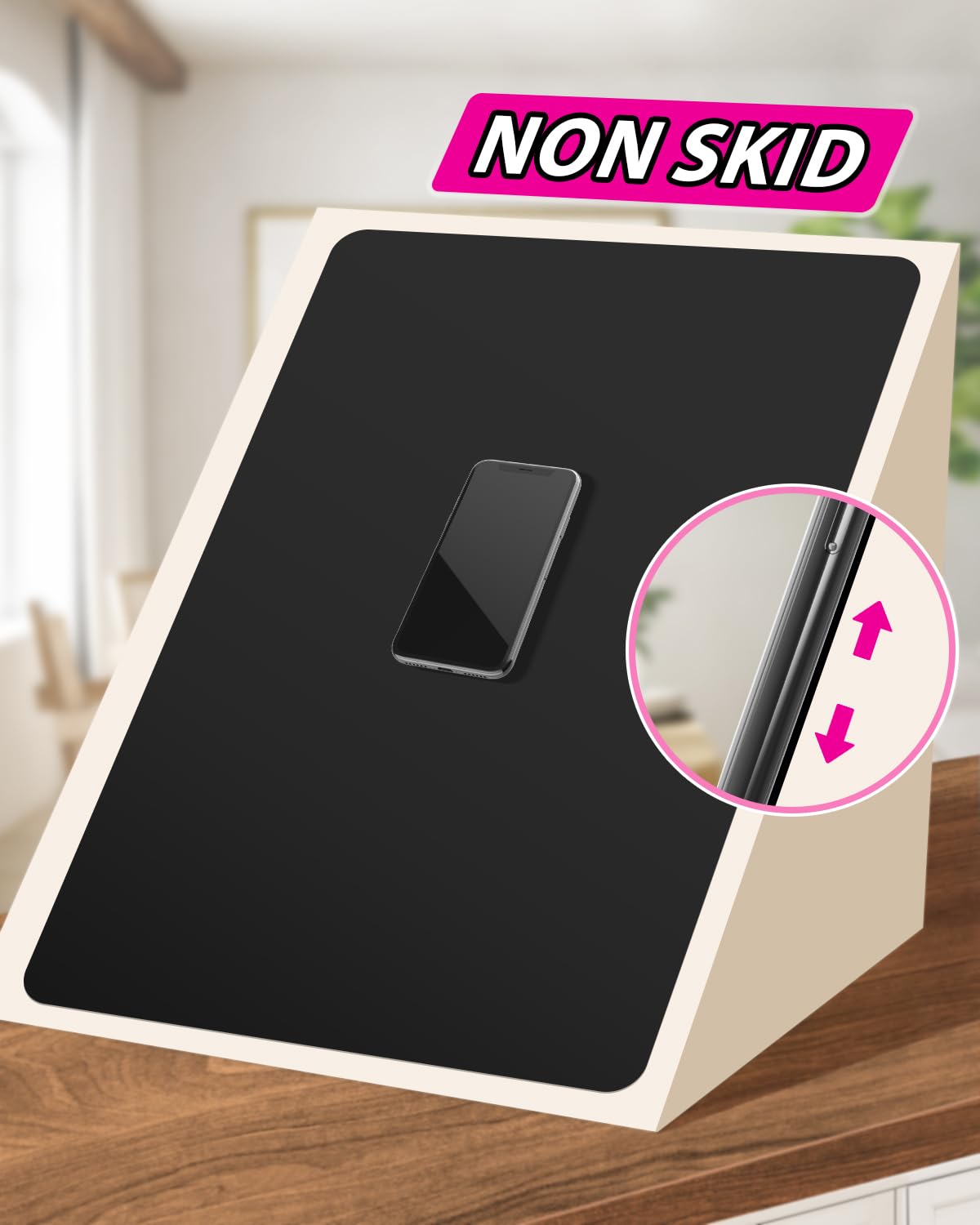 Silicone Mat Large, IKOCO 23.6"x15.7" Silicone Craft Mat for Playdough and Nonstick Silicone Sheets for Crafts, Paint, Resin Casting Molds (Black & IKOCO