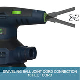 ZEITE 5 Inch Random Orbital Sander, 3.0 Amp Sander Tool for Woodworking, Variable Speed 5000-12000 OPM, 10 Feet Cord, Cyclonic Dust Box, Vacuum Zeite