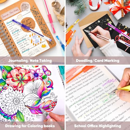 Taotree Glitter Gel Pens, 32 Color Neon Glitter Pens Fine Tip Art Mark ...