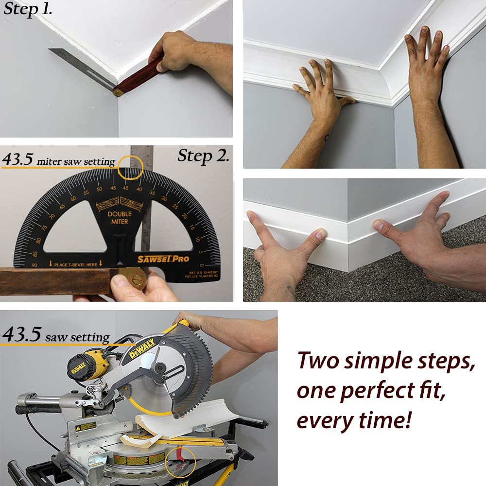 Sawset Miter Saw Protractor SAWSET PRO. Patented No Math Scales. Large Scales are The Key to Accuracy. In Size Matters! In ABS Plastic. - WoodArtSupply