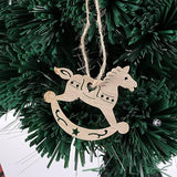 MAGICLULU 20pcs Unfinished Rocking Horse Wood Slice Hollow Wooden Horse Pattern Cutouts Hanging Wooden Horse Christmas Tree Ornament for Christmas MAGICLULU