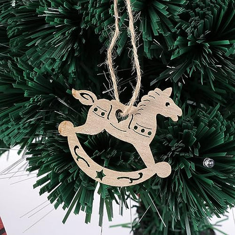 MAGICLULU 20pcs Unfinished Rocking Horse Wood Slice Hollow Wooden Horse Pattern Cutouts Hanging Wooden Horse Christmas Tree Ornament for Christmas MAGICLULU