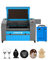 OMTech 80W CO2 Laser Engraver with Water Chiller, 20x28 Inch Laser Engraving Cutting Etching Machine with Air Assist 4 Way Pass Through Caster Wheel, OMTech