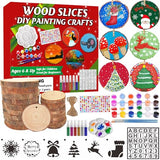 Collabell Natural Wood Slices, Wooden Arts and Crafts Kits for Kids Adults, 20PCS Unfinished Wood Slices Painting kit with Letter Numbers Xmas Collabell