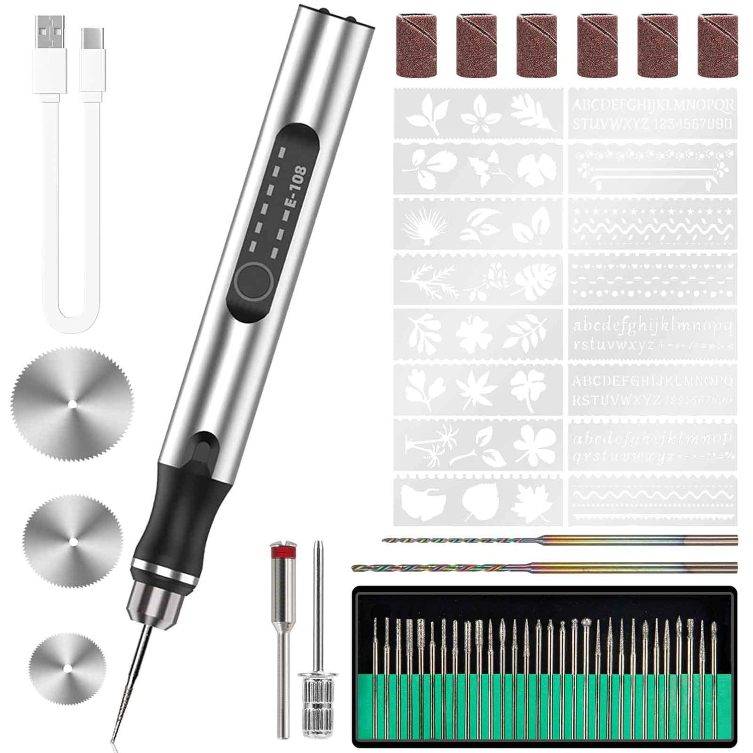 Defabee Engraving Pen with 34Bits, Portable Engraving Pen Electric Cordless Rotary Tools, Professional Engraver Tool for Metal to Wooden, Glass, Defabee