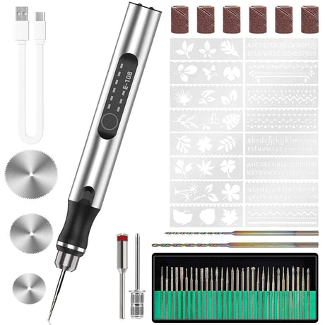 Defabee Engraving Pen with 34Bits, Portable Engraving Pen Electric Cordless Rotary Tools, Professional Engraver Tool for Metal to Wooden, Glass, Defabee