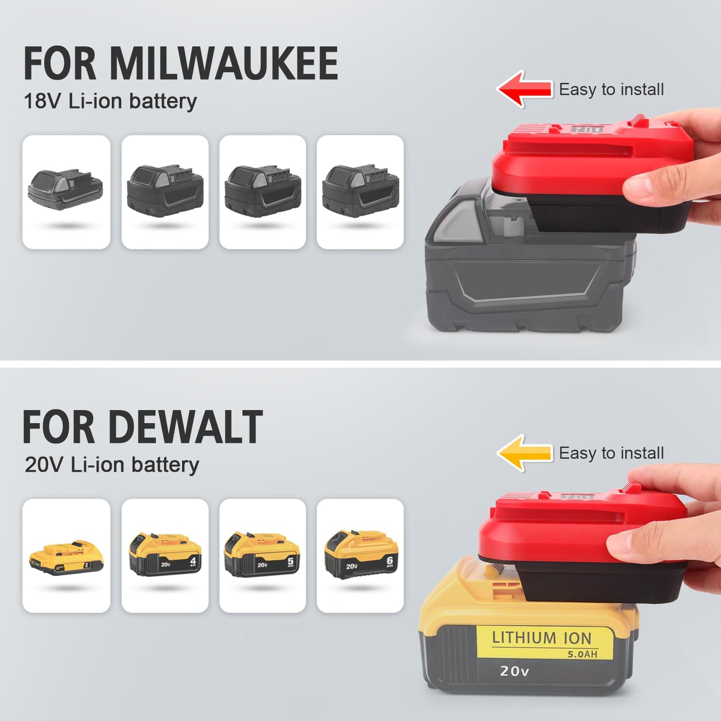 LIVOWALNY Battery Adapter 20v for Craftsman V20 Cordless Tools Blower, Drill to Works for DeWalt 20V MAX Lithium Batteries, to Works for Milwaukee - WoodArtSupply