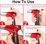 Blow Torch, Professional Kitchen Cooking Torch with Lock Adjustable Flame Refillable Mini Blow Torch Lighter for BBQ, Baking, Brulee Creme, Crafts Tencoz