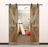 LUBANN Rustic Hardwood Barn Door Unfinished Knotty Alder Solid Wood Barn Door Slab (bi-Parting 19X2) LUBANN