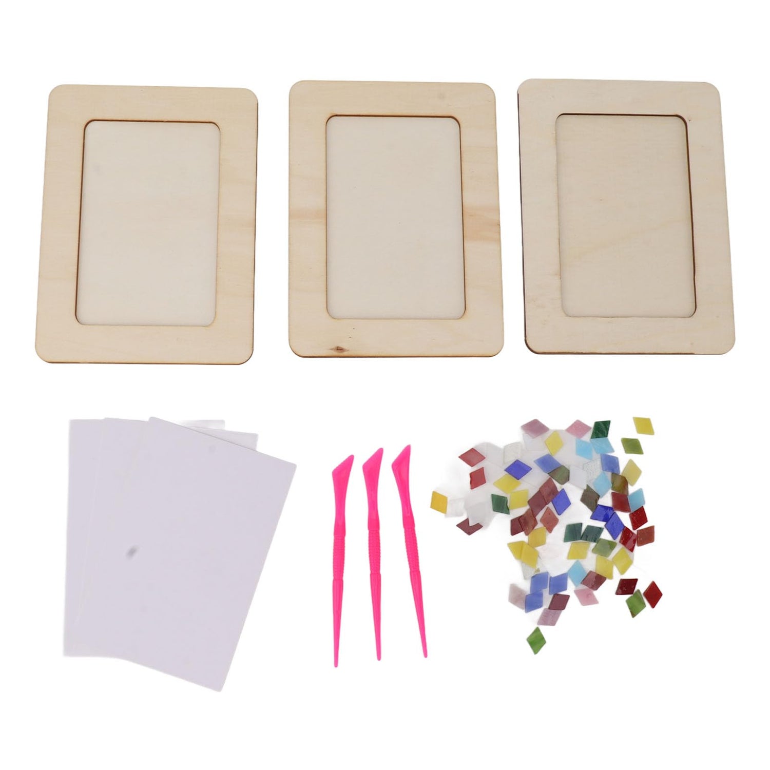 DIY Picture Frame Making Kit, 3 Sets DIY Unfinished Wooden Art Kit Arts Supplies Girls Boys Party Games Favors AUNMAS