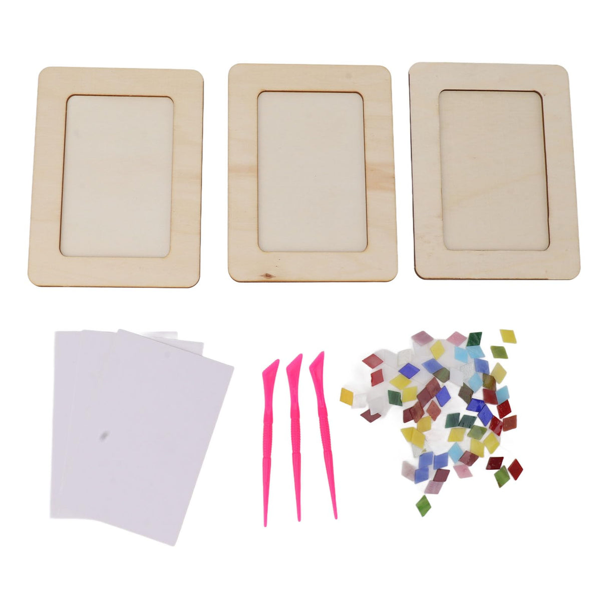 DIY Picture Frame Making Kit, 3 Sets DIY Unfinished Wooden Art Kit Arts Supplies Girls Boys Party Games Favors AUNMAS