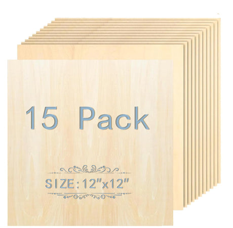 Unfinished Wood Pieces,15 Pack Basswood Sheets 1/16,Basswood Plywood Wood Sheets for Crafts,Perfect for Painting, Drawing, Laser, Wood Engraving, Cassny